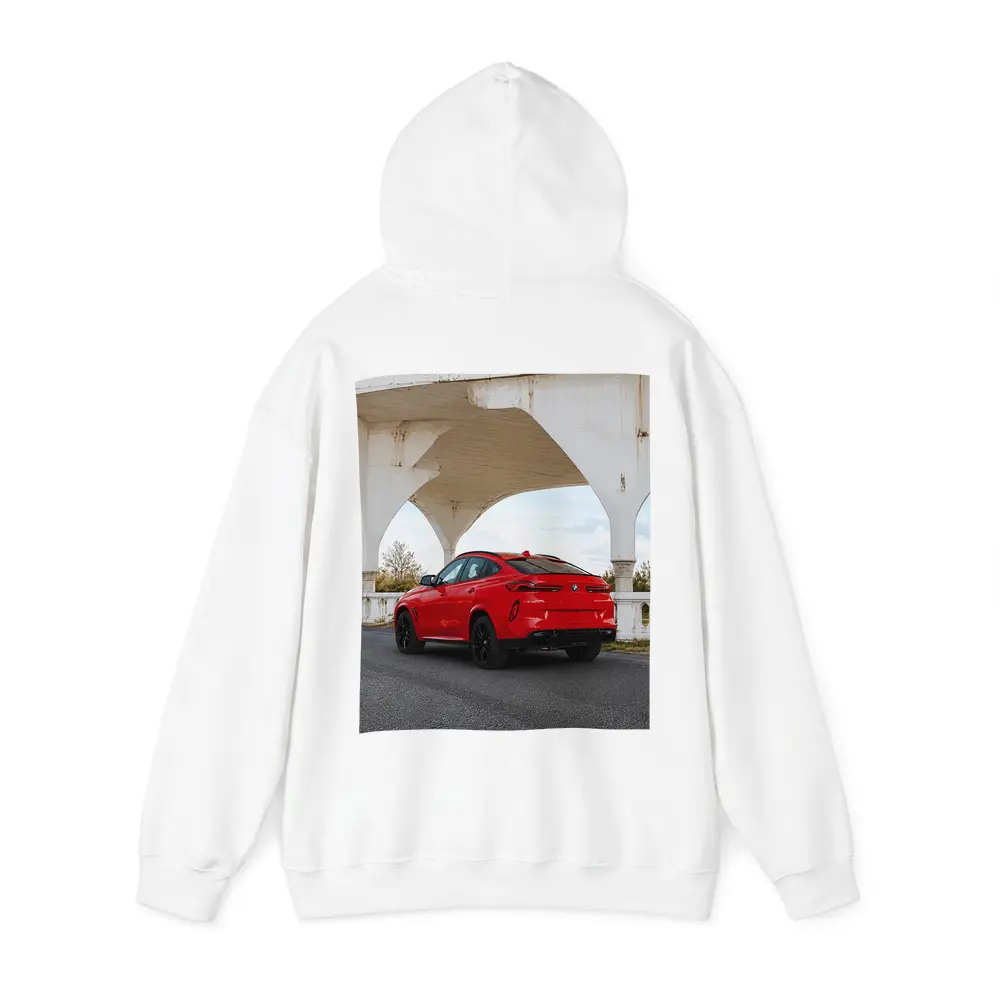 Red BMW X6M Under Concrete Bridge – Hoodies