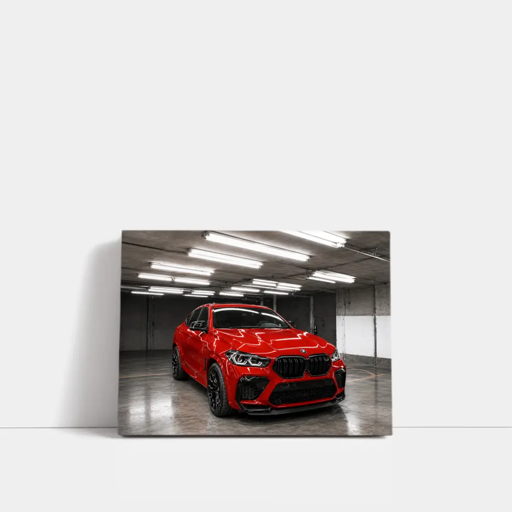 Red BMW X6 M Parked In Garage – Wall Art