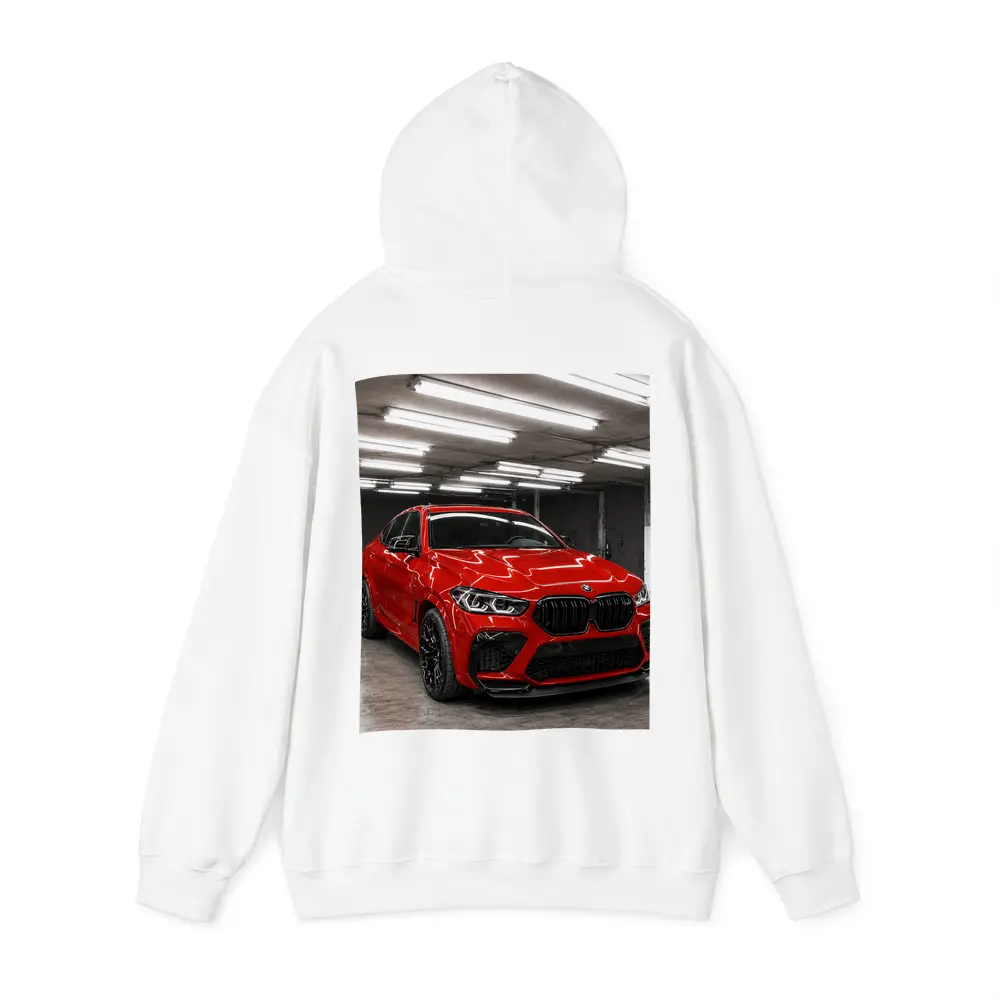 Red BMW X6 M Parked In Garage – Hoodies