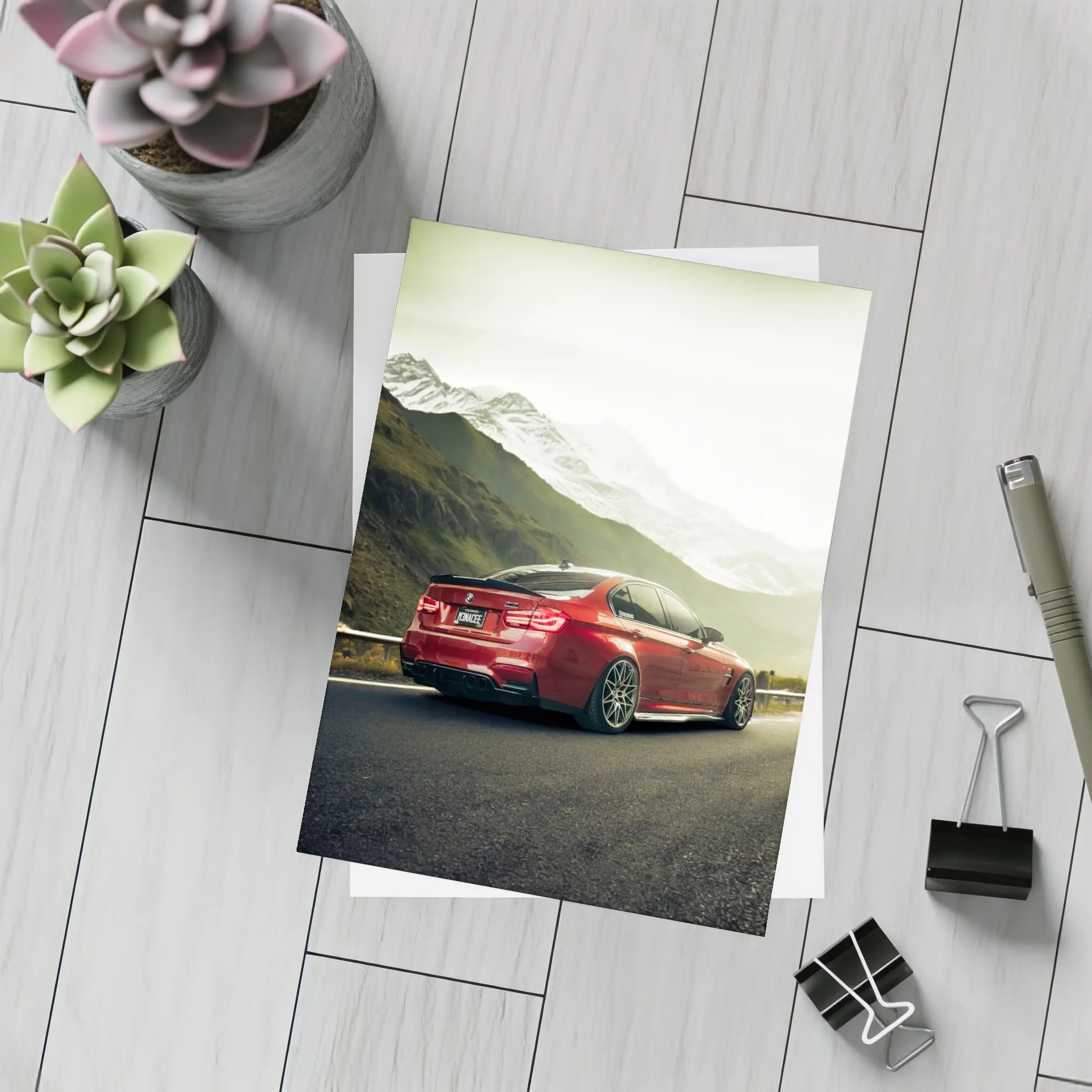 Red BMW M3 F80 Mountain Road Shot – Postcards
