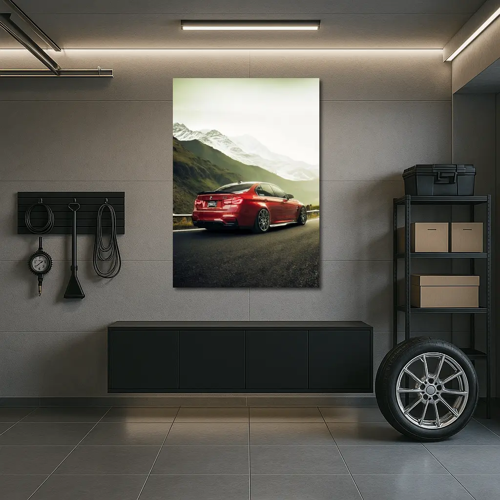Red BMW M3 F80 Mountain Road Shot – Wall Art