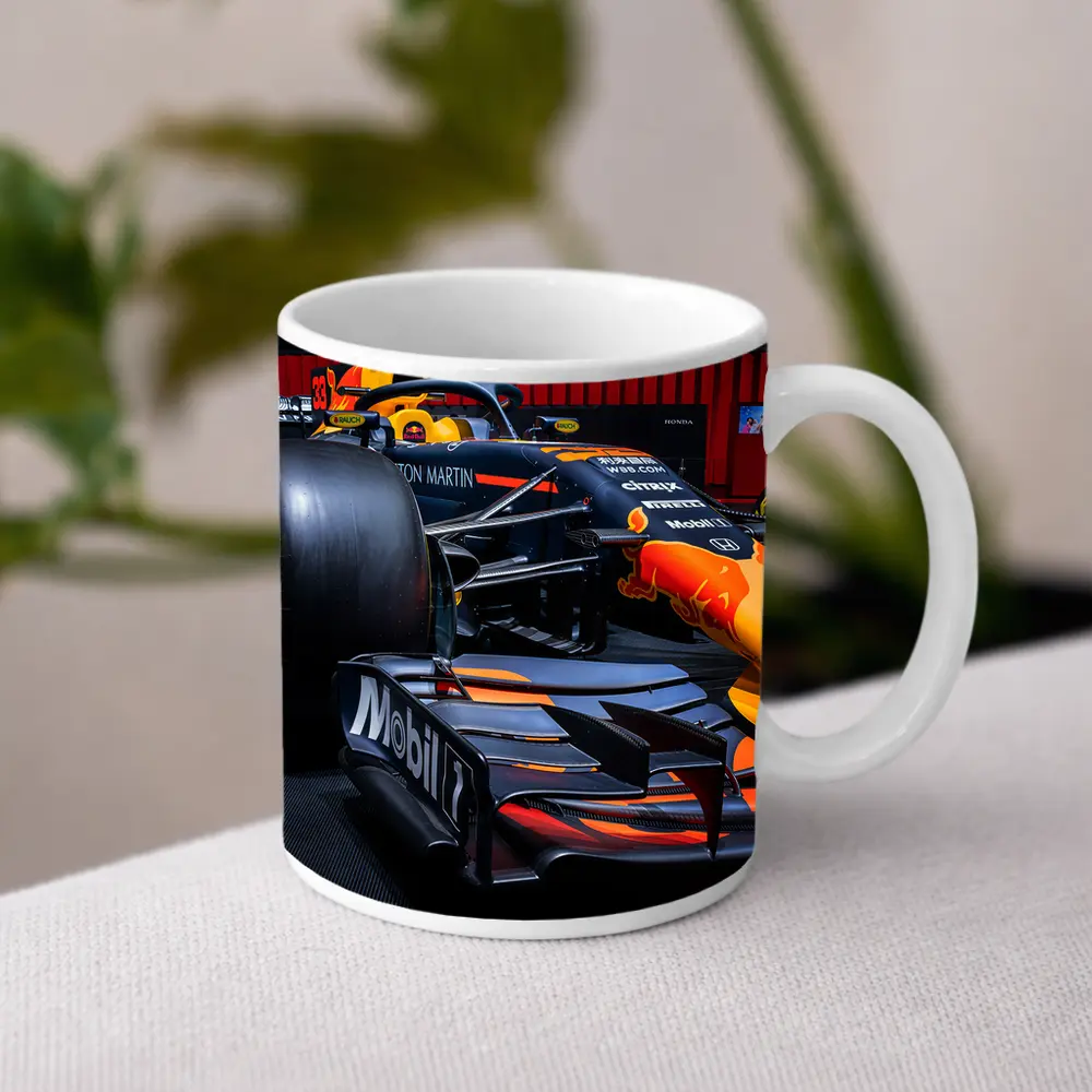 Red Bull Racing Formula One Car at Show – Mugs