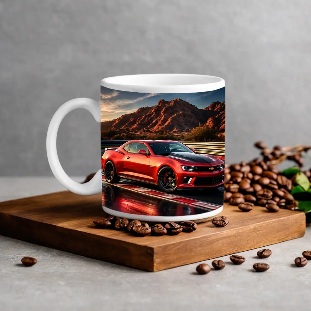 Chevrolet Camaro Red Race Track Desert Mountains – Mugs
