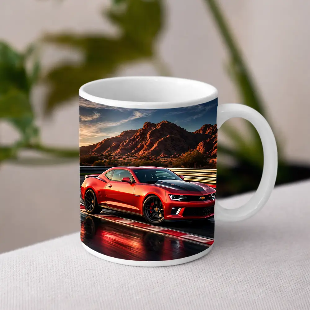 Chevrolet Camaro Red Race Track Desert Mountains – Mugs