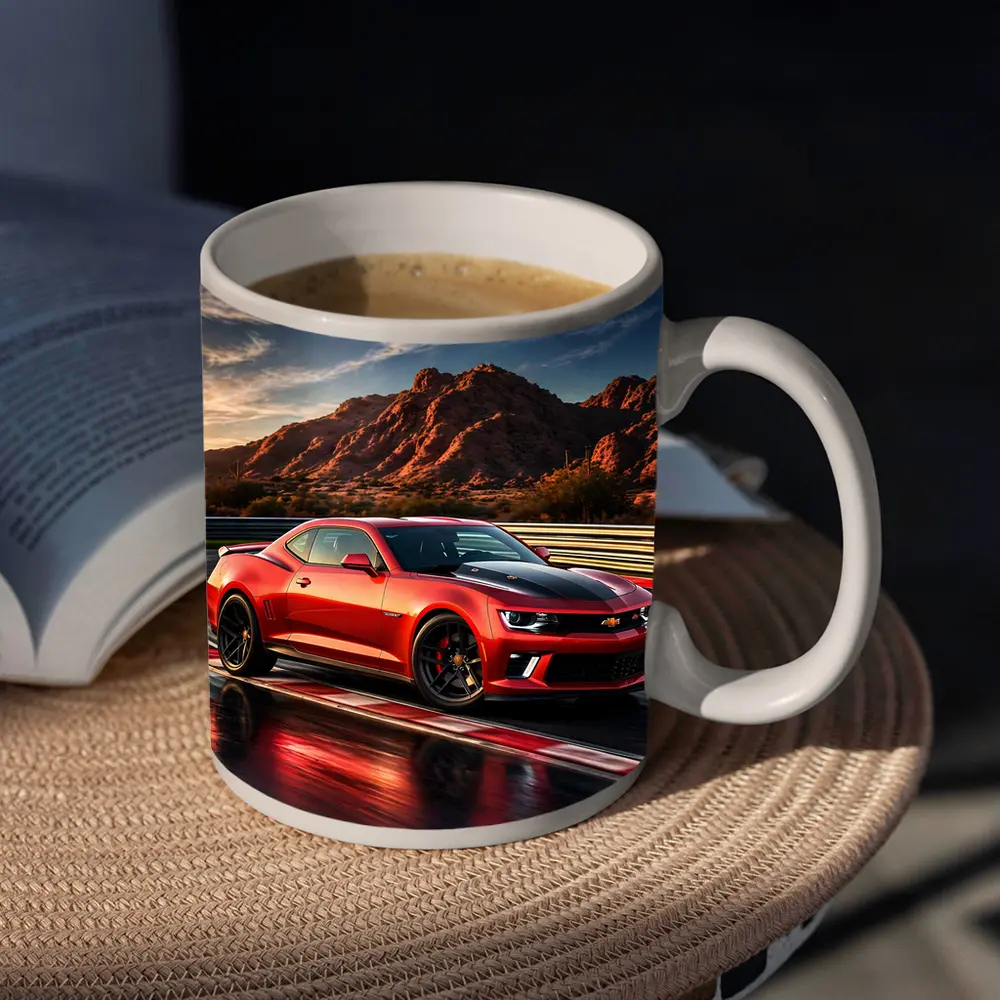 Chevrolet Camaro Red Race Track Desert Mountains – Mugs