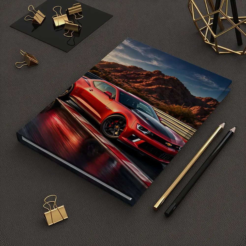 Chevrolet Camaro Red Race Track Desert Mountains – Notebooks