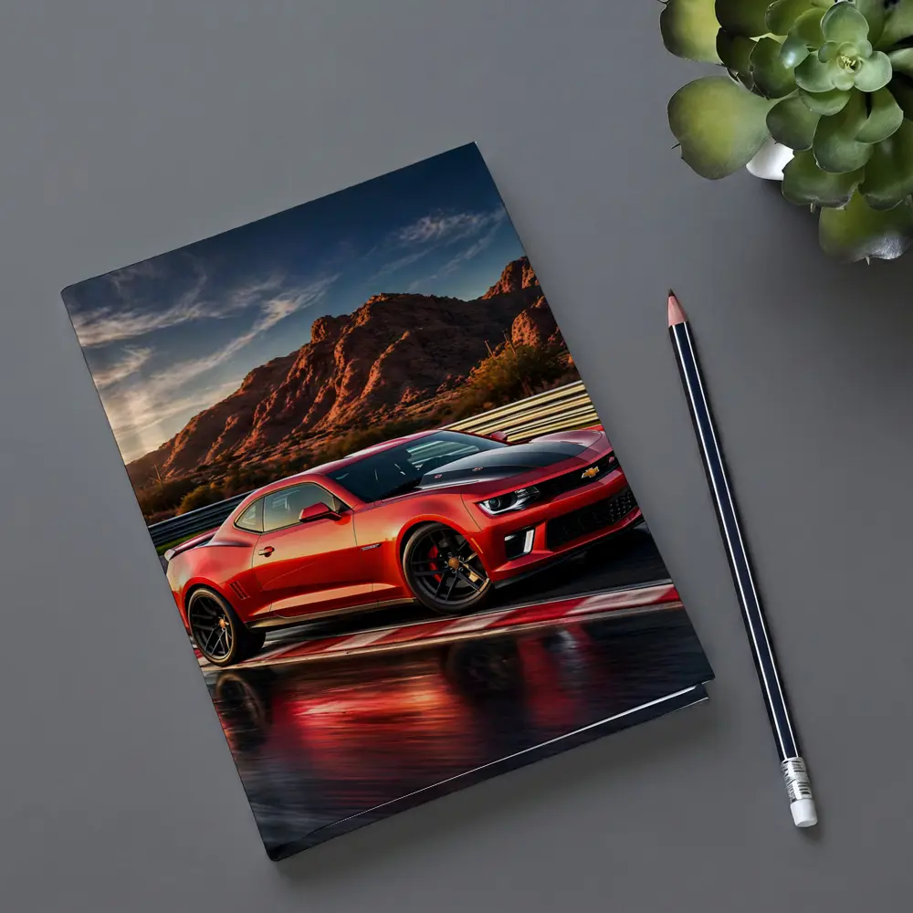 Chevrolet Camaro Red Race Track Desert Mountains – Notebooks