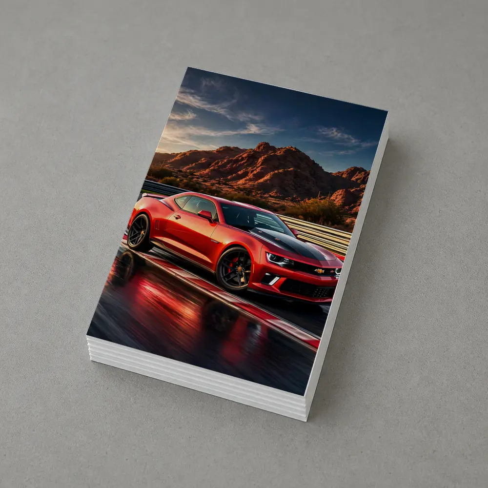 Chevrolet Camaro Red Race Track Desert Mountains – Postcards