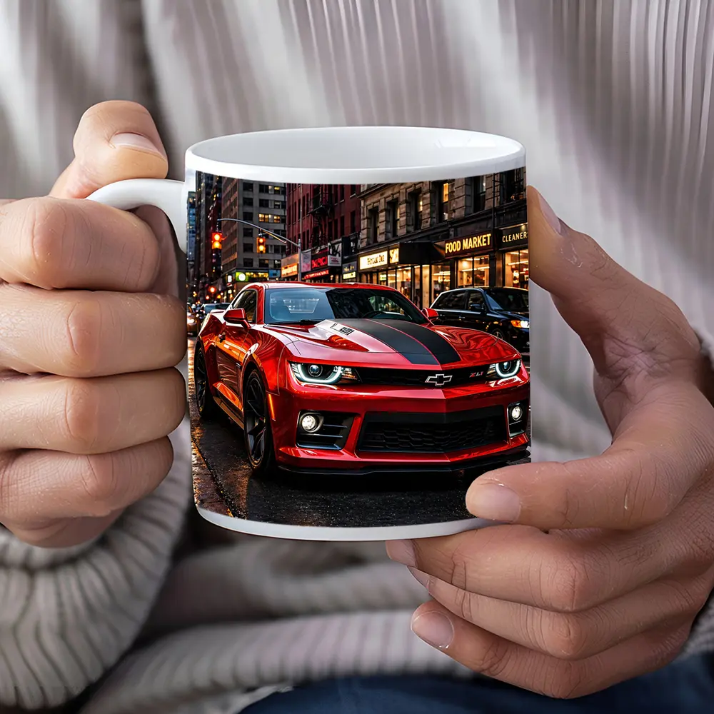 Red Chevrolet Camaro ZL1 New York Street – Mugs