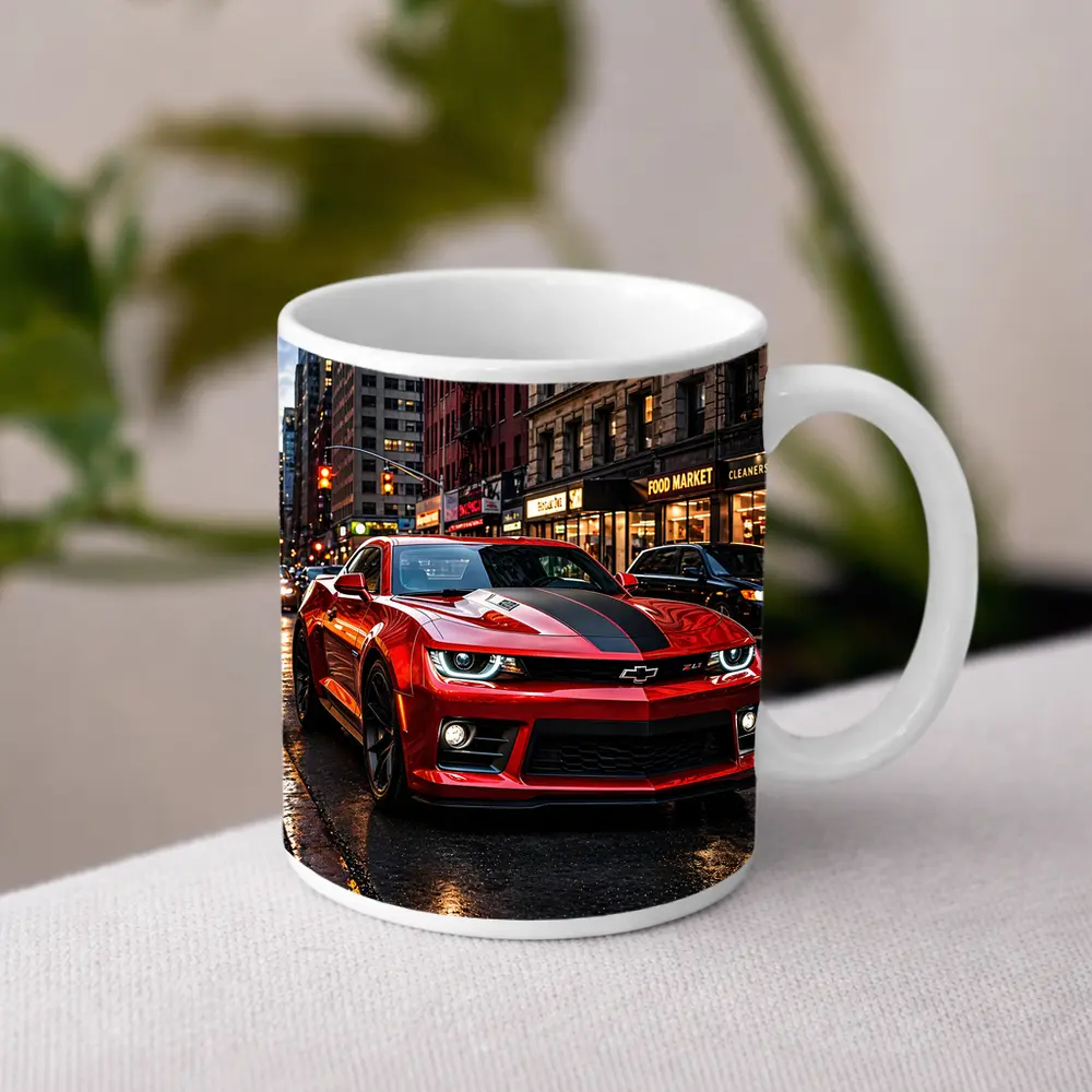 Red Chevrolet Camaro ZL1 New York Street – Mugs