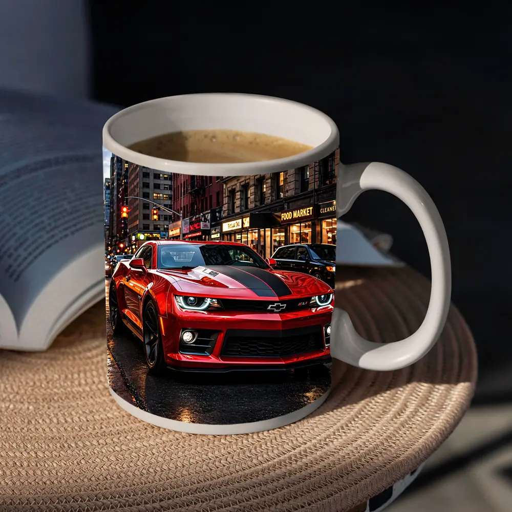 Red Chevrolet Camaro ZL1 New York Street – Mugs