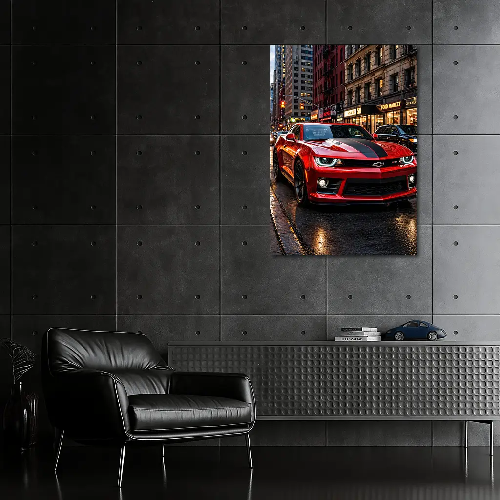 Red Chevrolet Camaro ZL1 New York Street – Wall Art