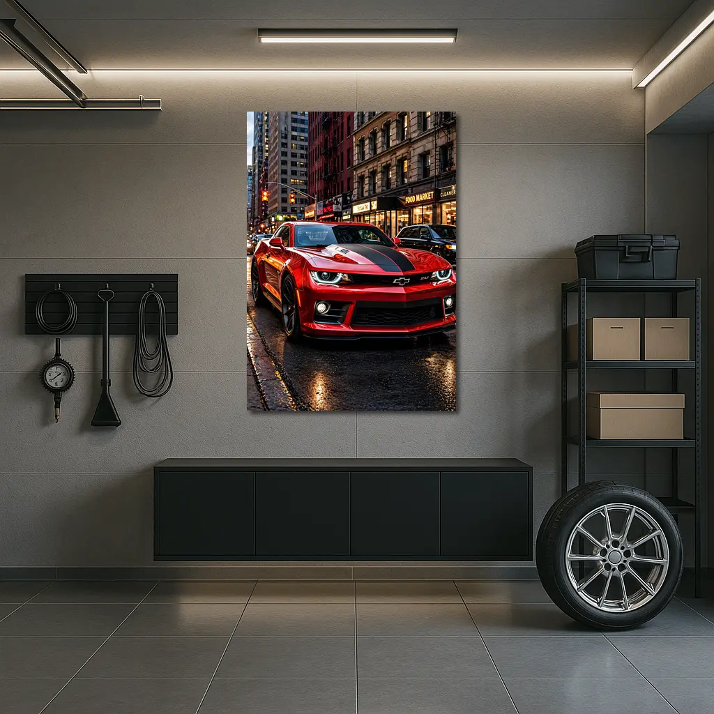 Red Chevrolet Camaro ZL1 New York Street – Wall Art