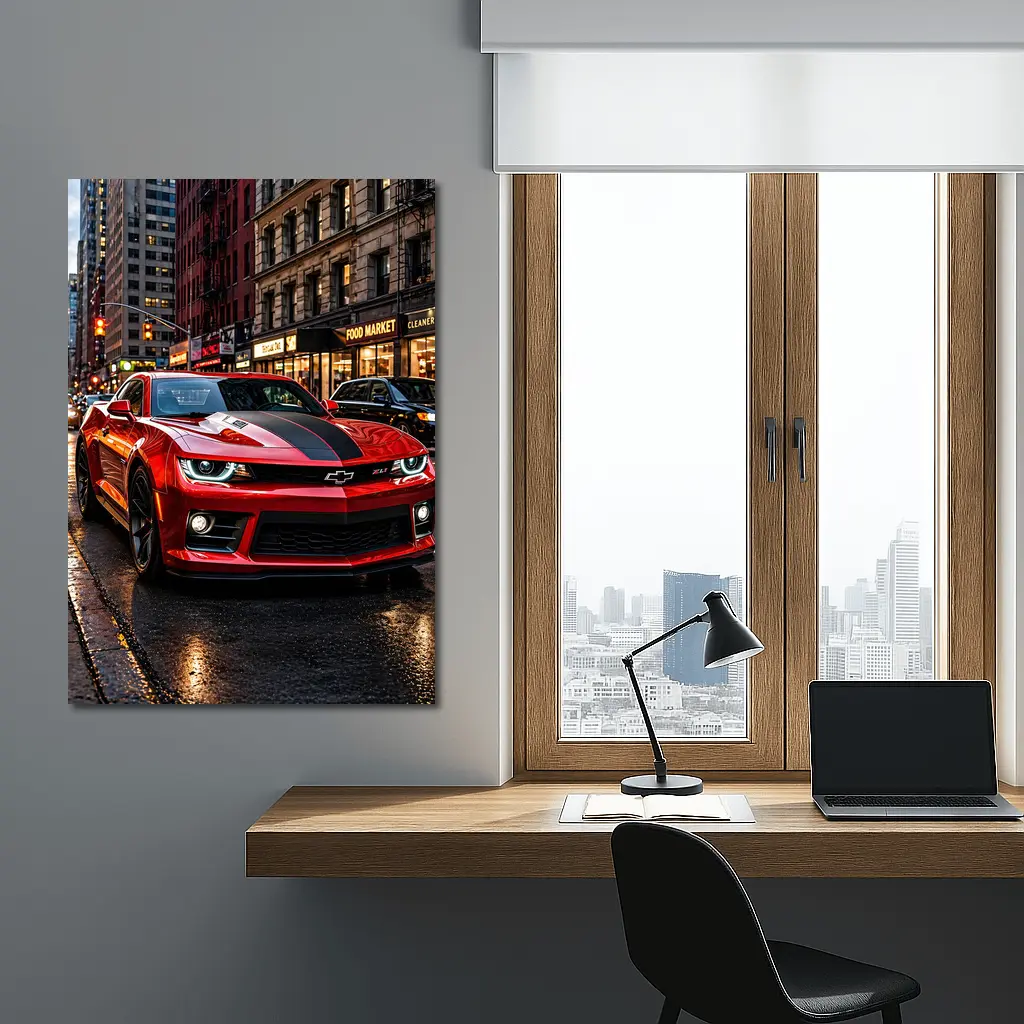 Red Chevrolet Camaro ZL1 New York Street – Wall Art