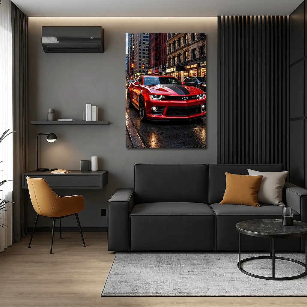 Red Chevrolet Camaro ZL1 New York Street – Wall Art