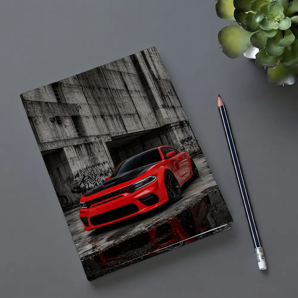 Red Dodge Charger SRT Urban Concrete Background – Notebooks