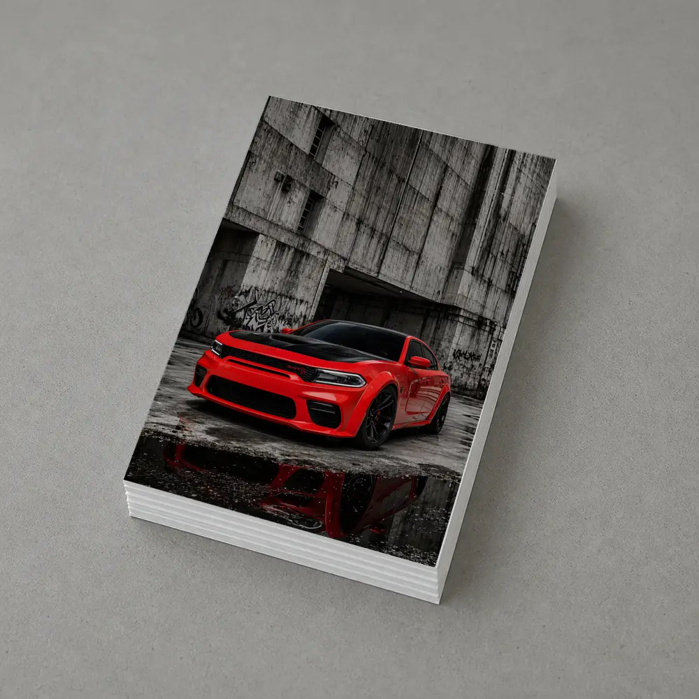 Red Dodge Charger SRT Urban Concrete Background – Postcards