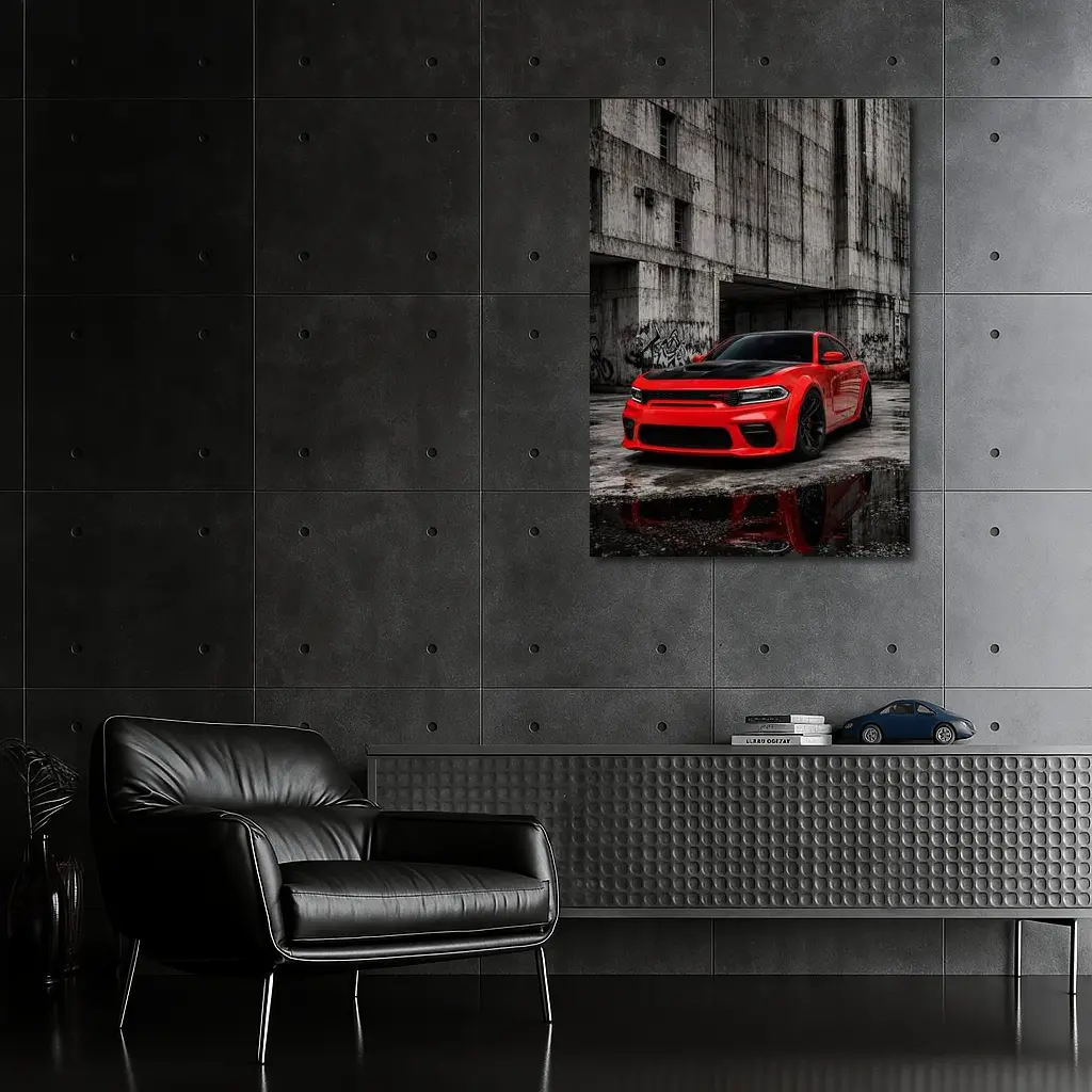 Red Dodge Charger SRT Urban Concrete Background – Wall Art