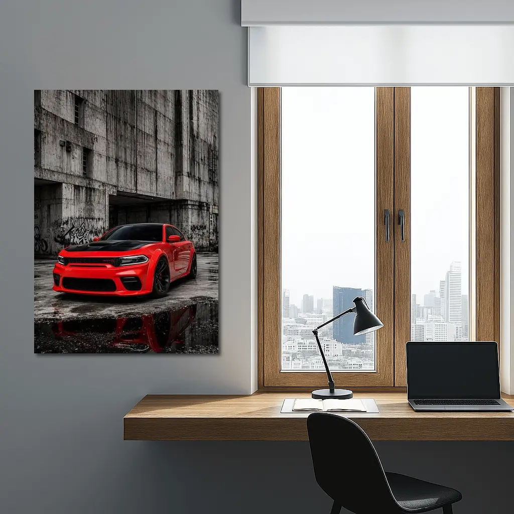 Red Dodge Charger SRT Urban Concrete Background – Wall Art