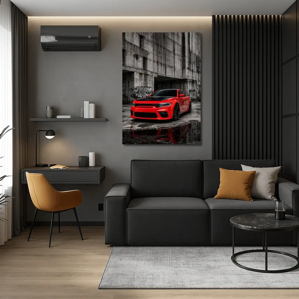 Red Dodge Charger SRT Urban Concrete Background – Wall Art