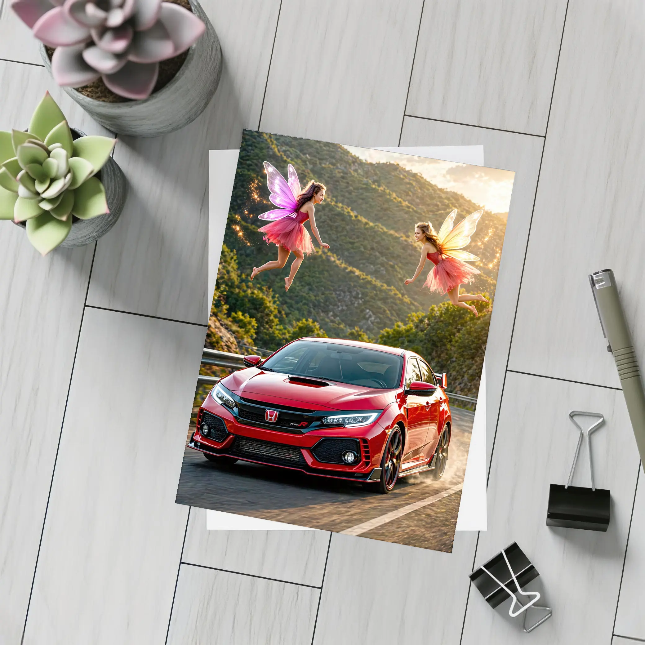 Honda Civic Type R Red Fairy Mountain Road – Postcards