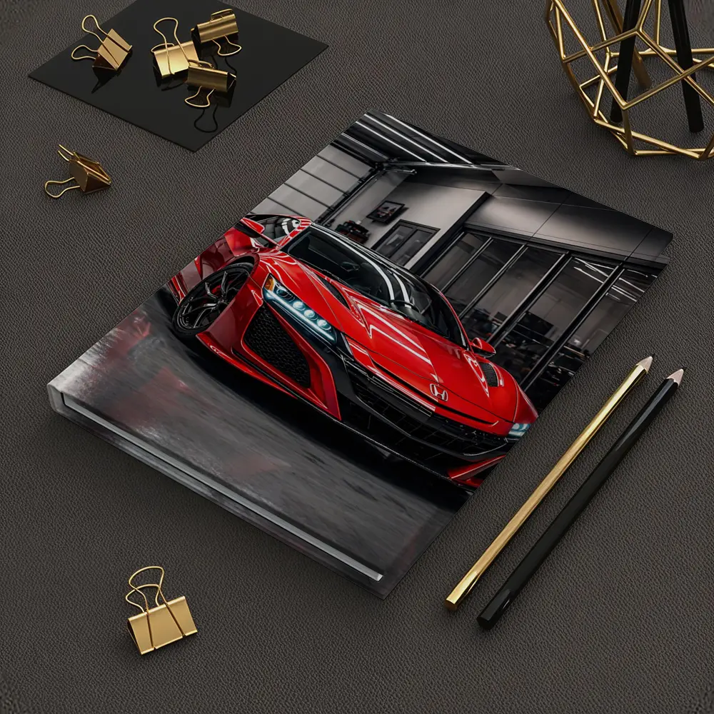 Red Honda NSX Parked in Modern Garage – Notebooks