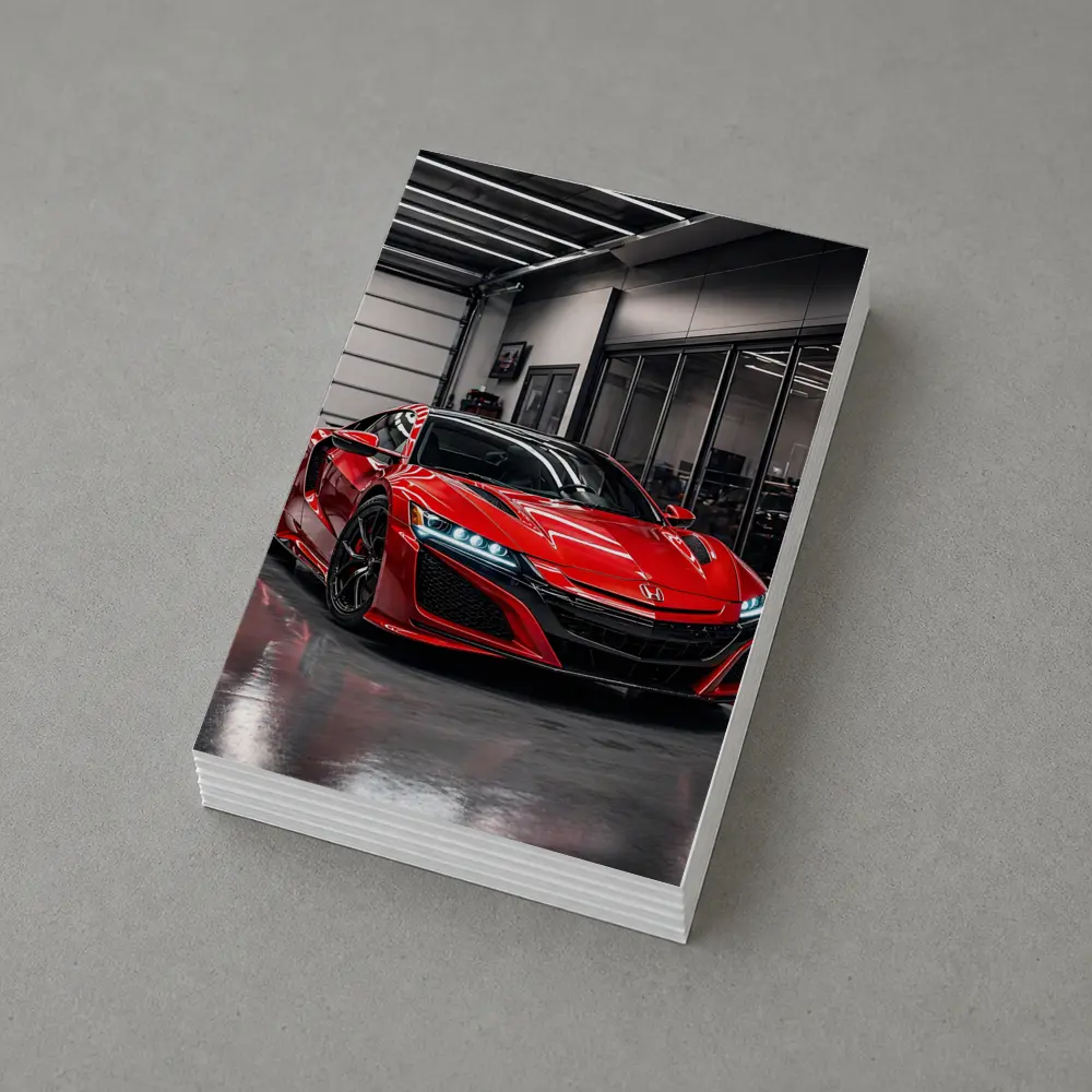 Red Honda NSX Parked in Modern Garage – Postcards