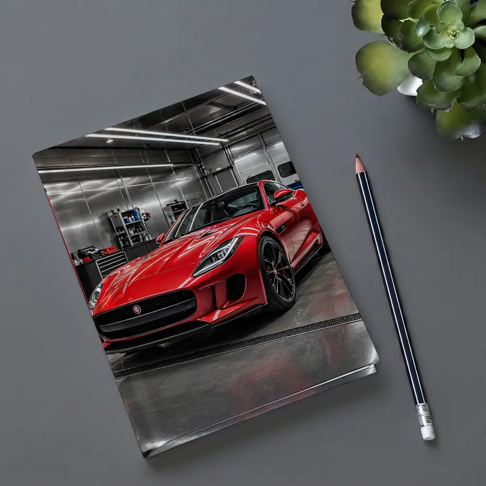 Red Jaguar F Type in Auto Garage – Notebooks
