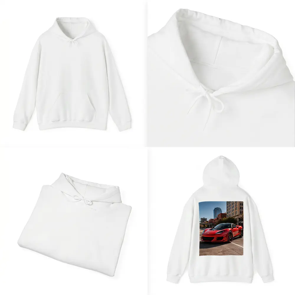 Red Lotus Evora Parked Downtown City Street – Hoodies