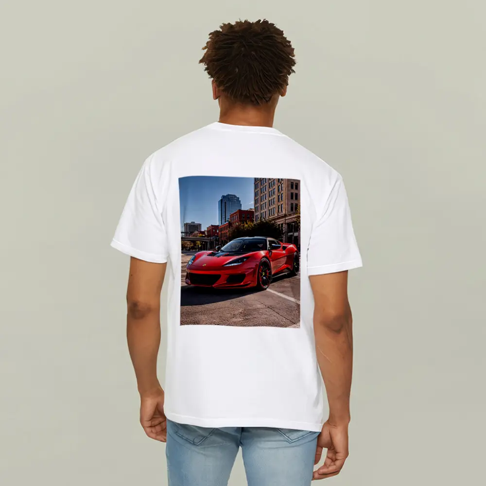 Red Lotus Evora Parked Downtown City Street – T-Shirts