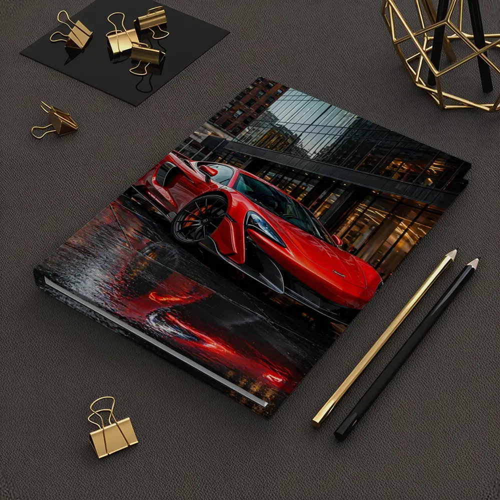 Red McLaren 600LT Wet City Streets – Notebooks