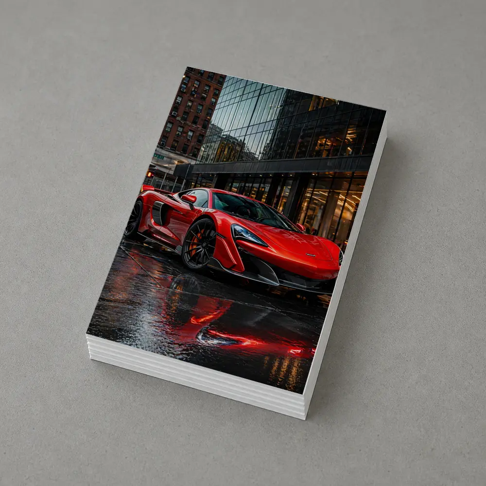 Red McLaren 600LT Wet City Streets – Postcards