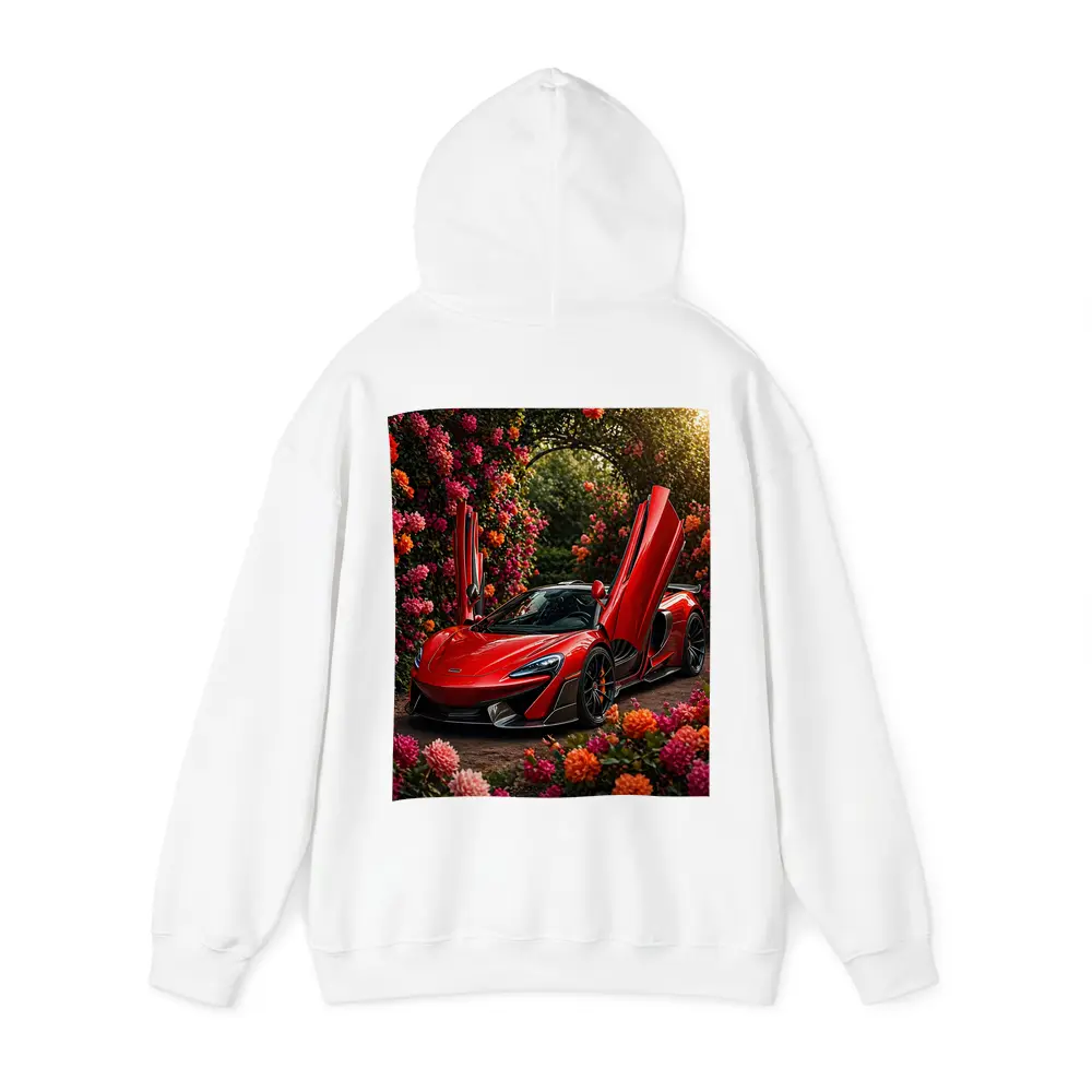 Red McLaren 570S Among Blooming Flowers – Hoodies