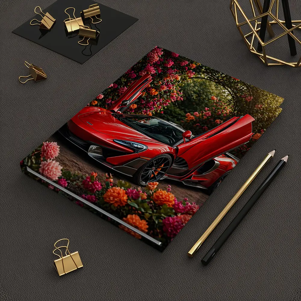 Red McLaren 570S Among Blooming Flowers – Notebooks
