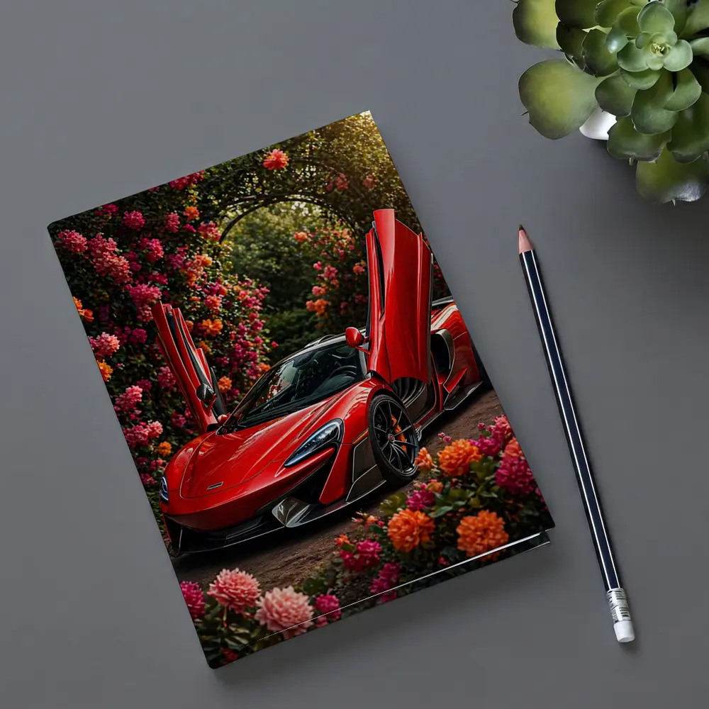 Red McLaren 570S Among Blooming Flowers – Notebooks