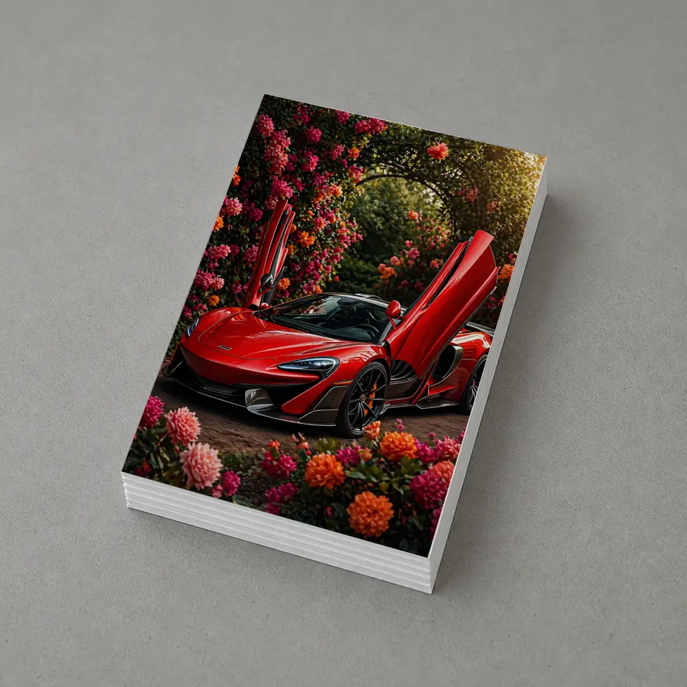 Red McLaren 570S Among Blooming Flowers – Postcards
