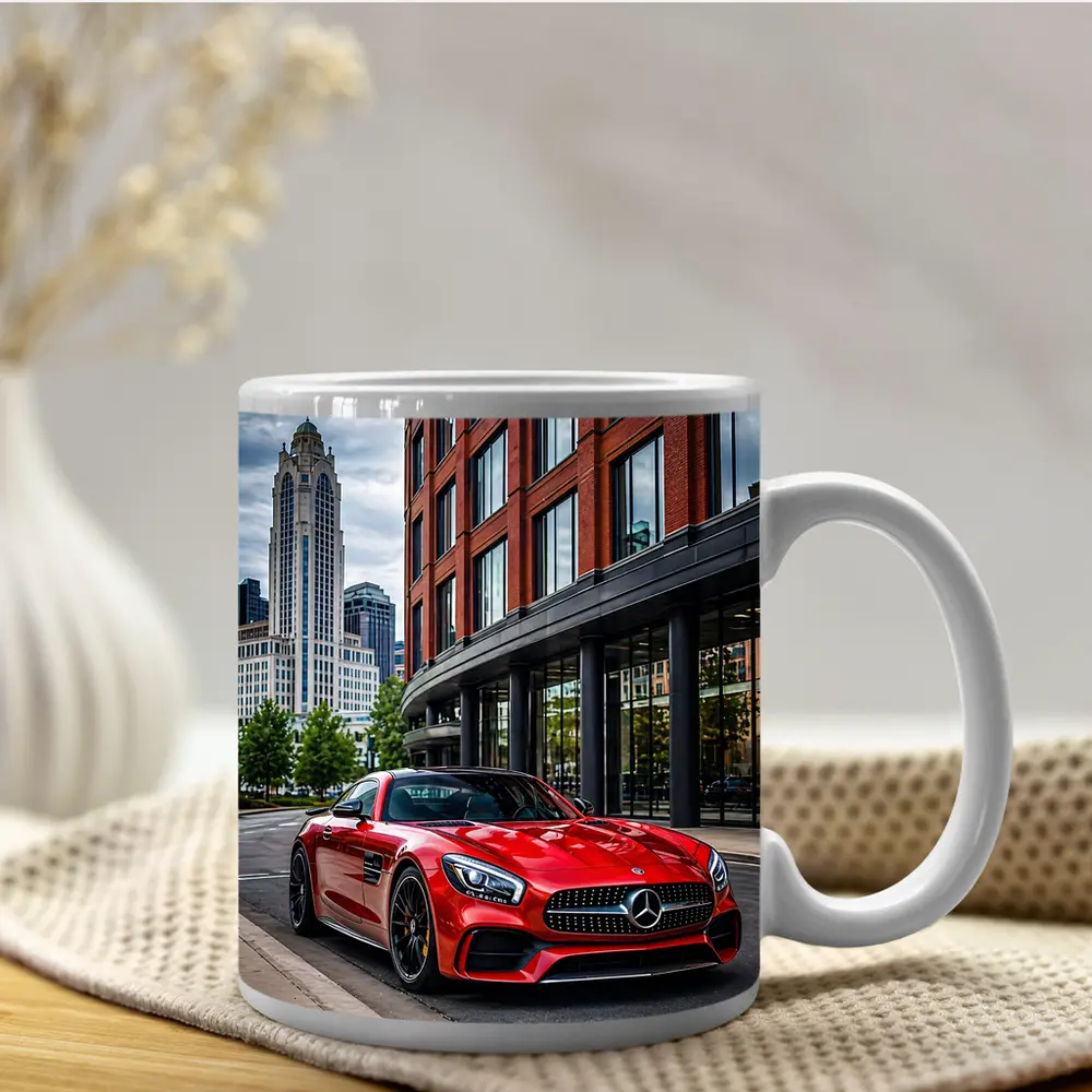 Red Mercedes AMG GT City Street – Mugs