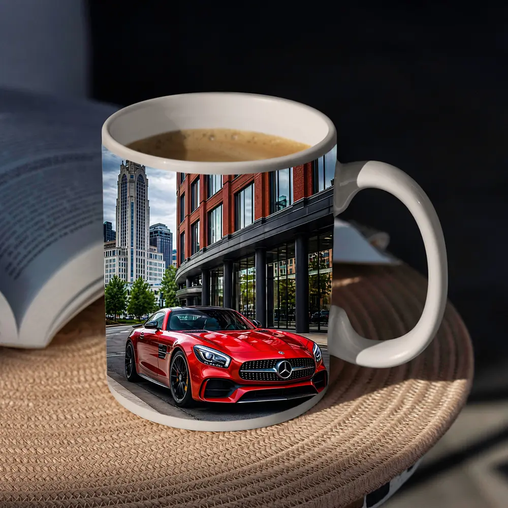 Red Mercedes AMG GT City Street – Mugs