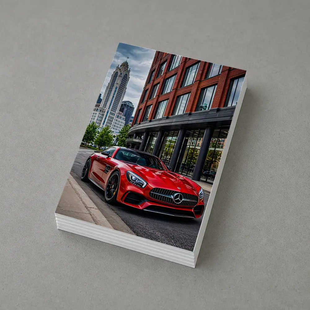 Red Mercedes AMG GT City Street – Postcards