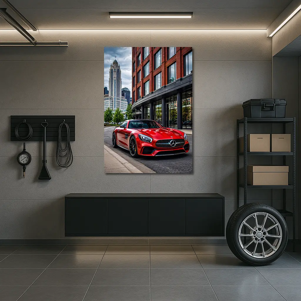 Red Mercedes AMG GT City Street – Wall Art