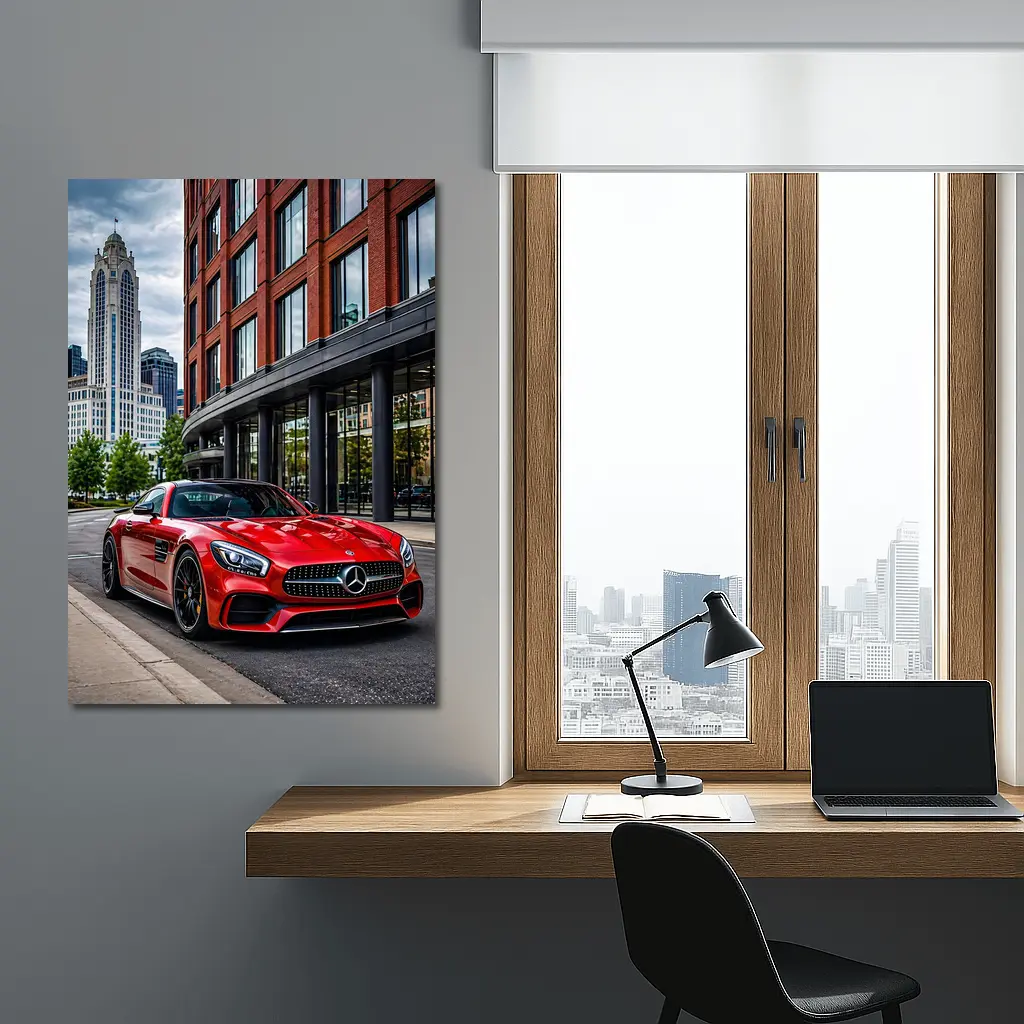 Red Mercedes AMG GT City Street – Wall Art