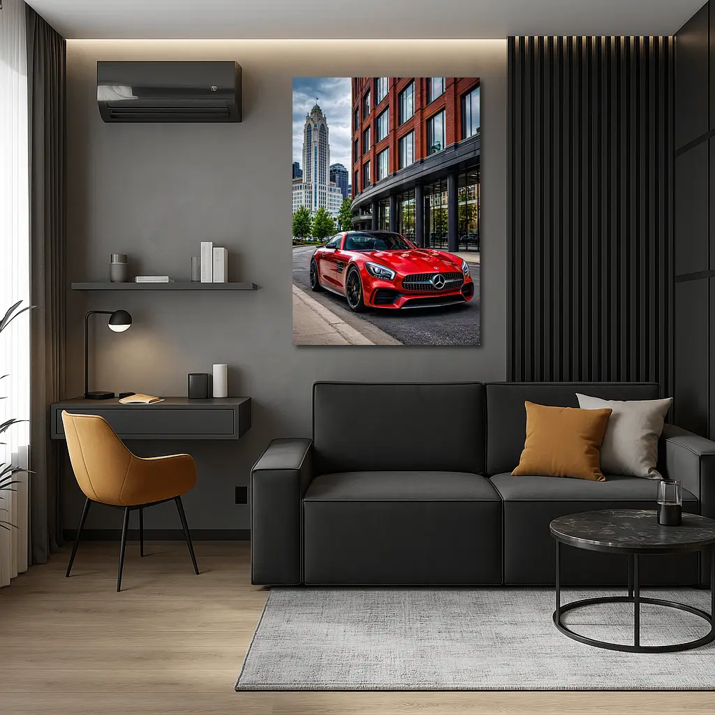 Red Mercedes AMG GT City Street – Wall Art