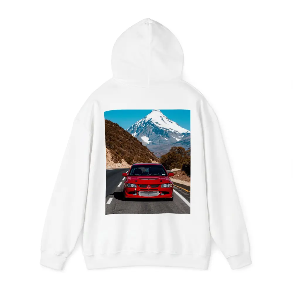 Red Mitsubishi Lancer Evo Mountain Road – Hoodies