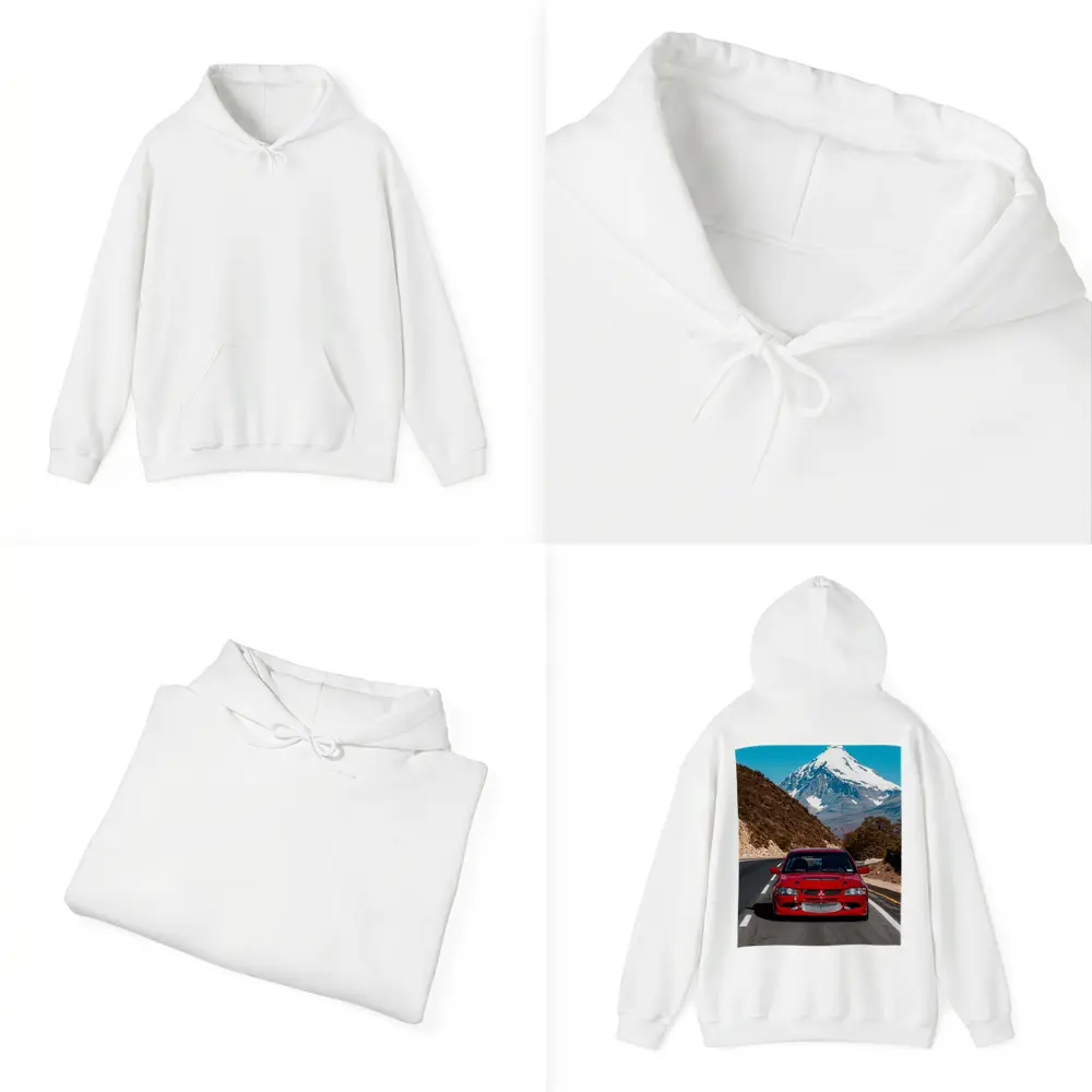 Red Mitsubishi Lancer Evo Mountain Road – Hoodies