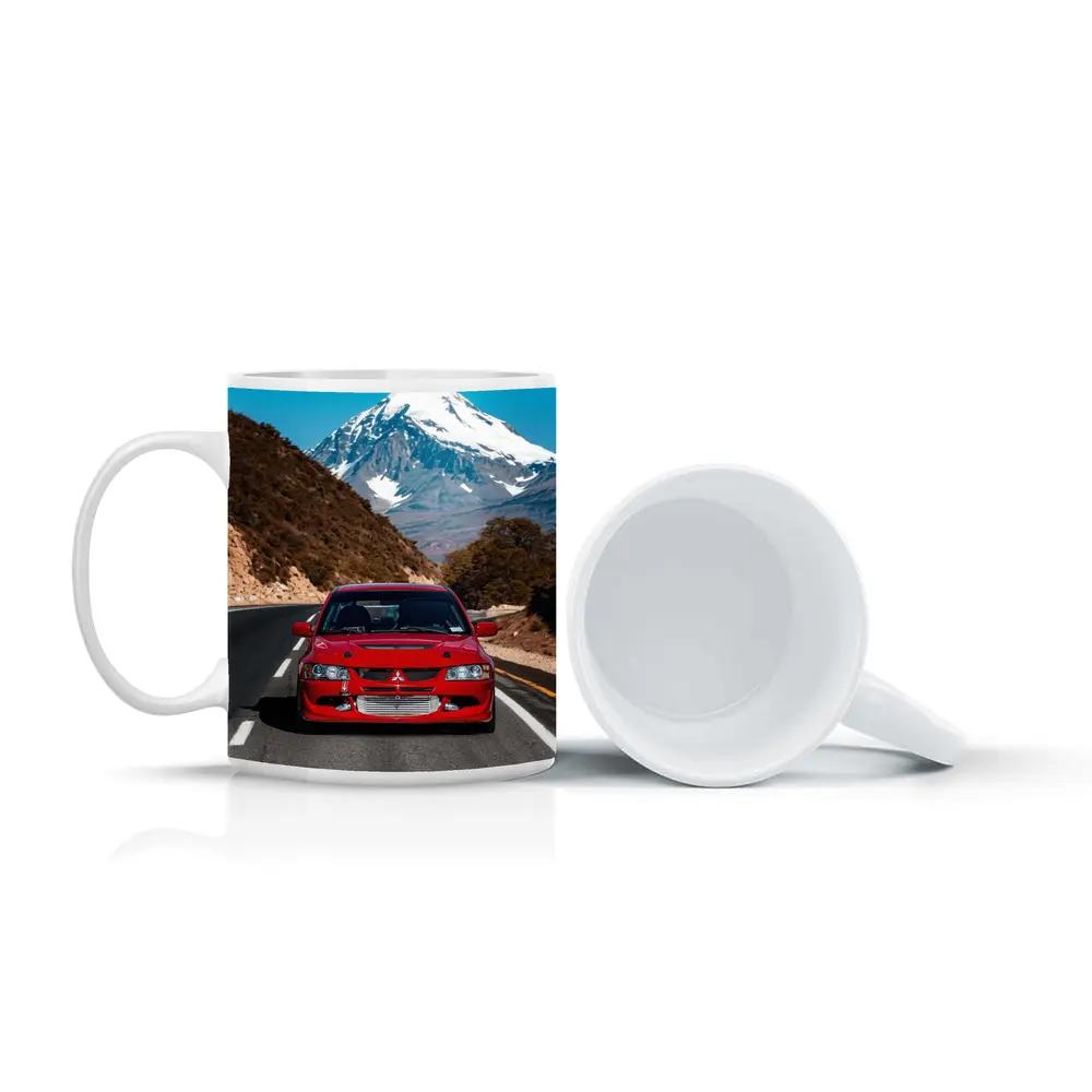 Red Mitsubishi Lancer Evo Mountain Road – Mugs