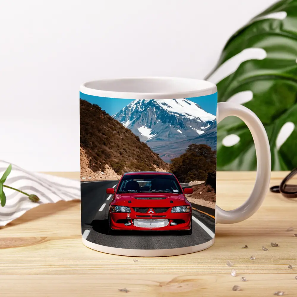 Red Mitsubishi Lancer Evo Mountain Road – Mugs