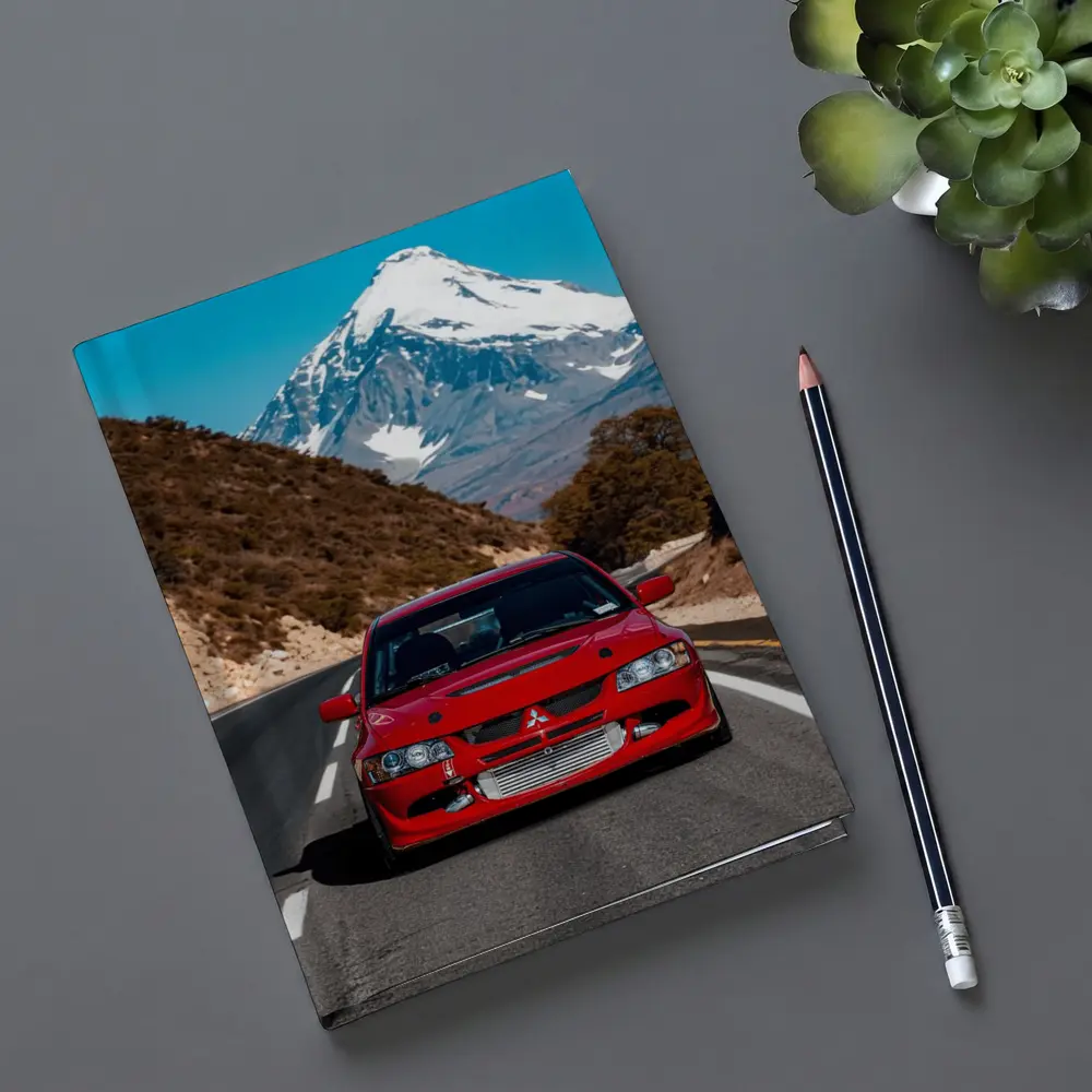 Red Mitsubishi Lancer Evo Mountain Road – Notebooks