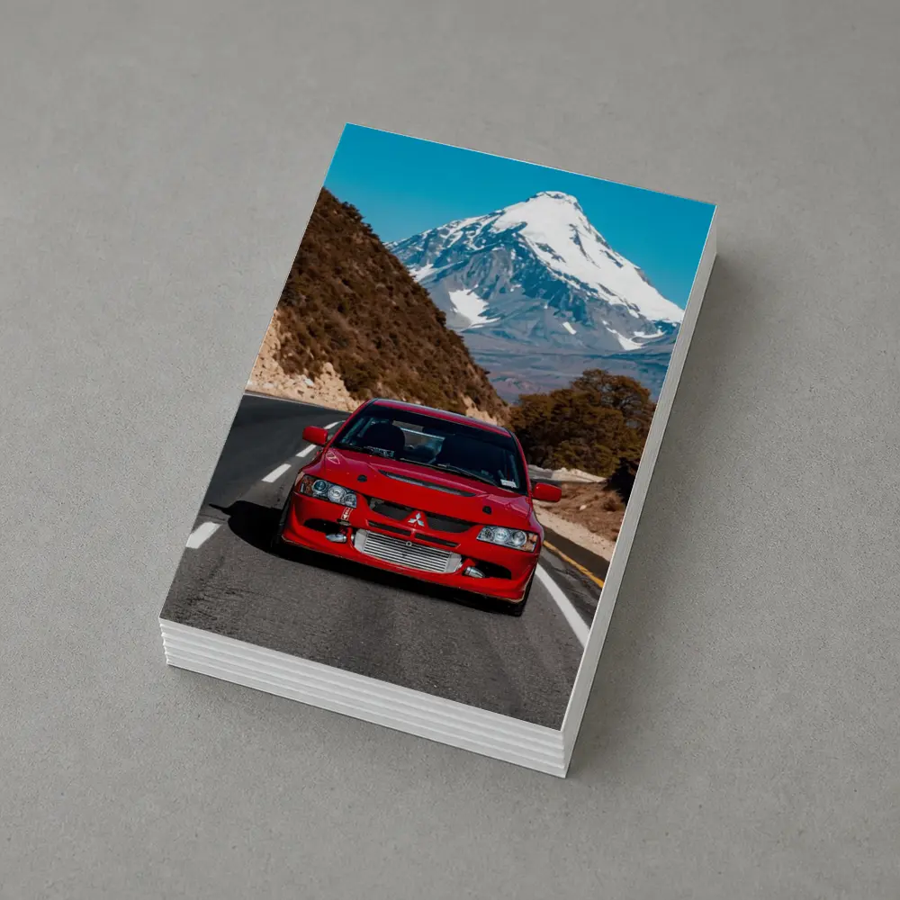 Red Mitsubishi Lancer Evo Mountain Road – Postcards