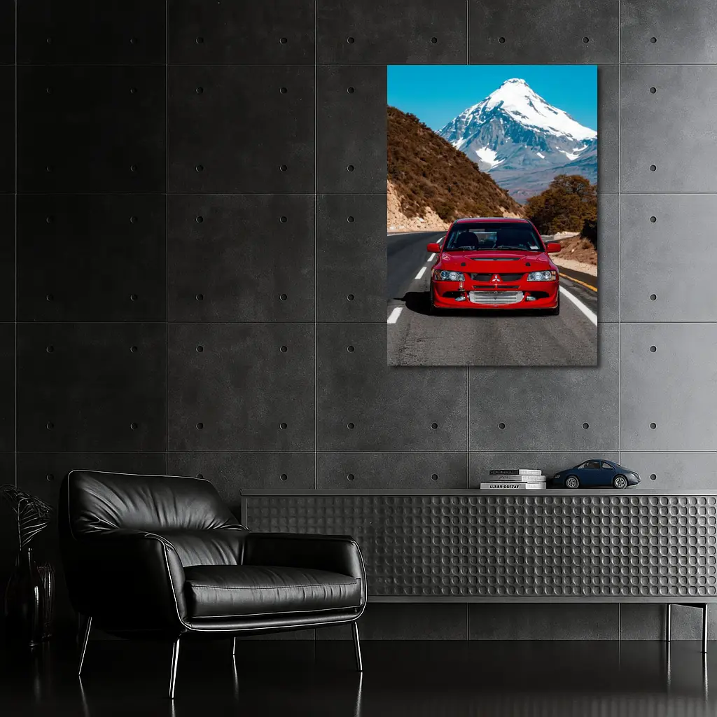 Red Mitsubishi Lancer Evo Mountain Road – Wall Art