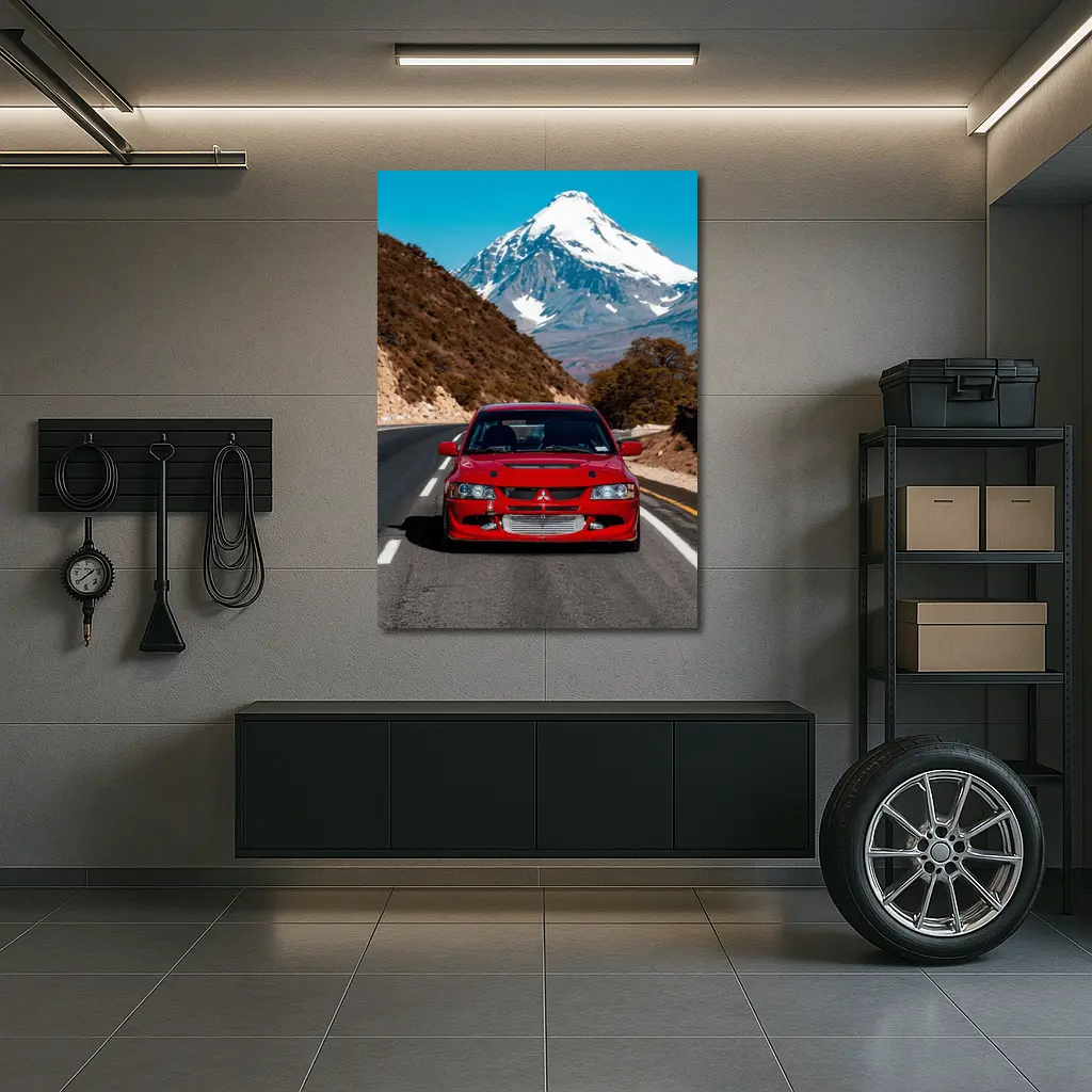Red Mitsubishi Lancer Evo Mountain Road – Wall Art